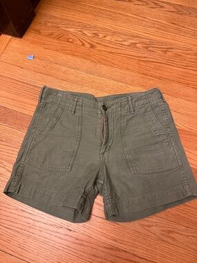 OrSlow Olive Baker Satin Fatigue Shorts. Made in Japan. Size 2
